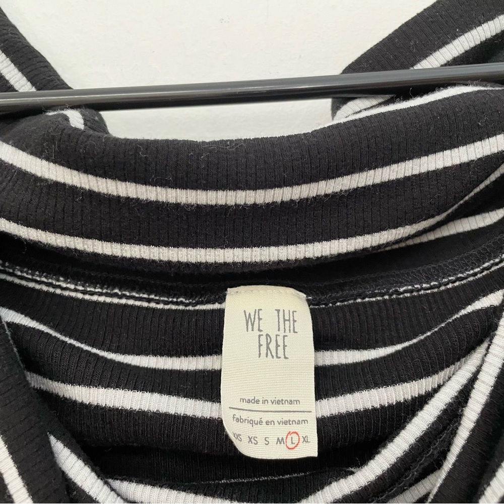 Free People Black and White Off-Shoulder Striped Blouse- L - Picture 11 of 13
